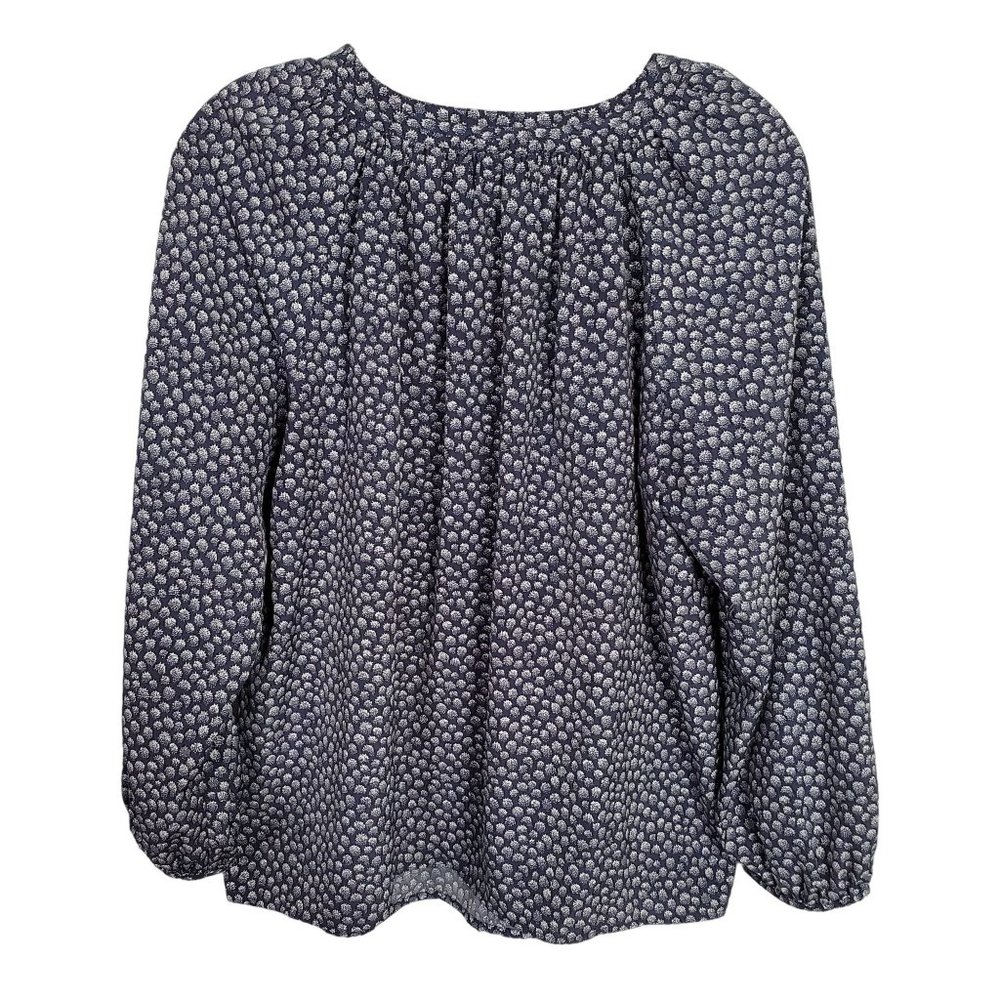 Boden Size 12 12R Blouse Peasant Boho Puff Sleeve Ribbon Tie Keyhole Blouson - Picture 3 of 7